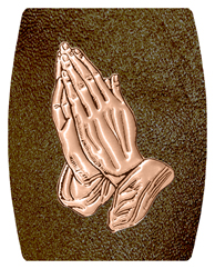 DAREC 516 BZ SH BR Bronze Praying Hands Shimmer Brown Background